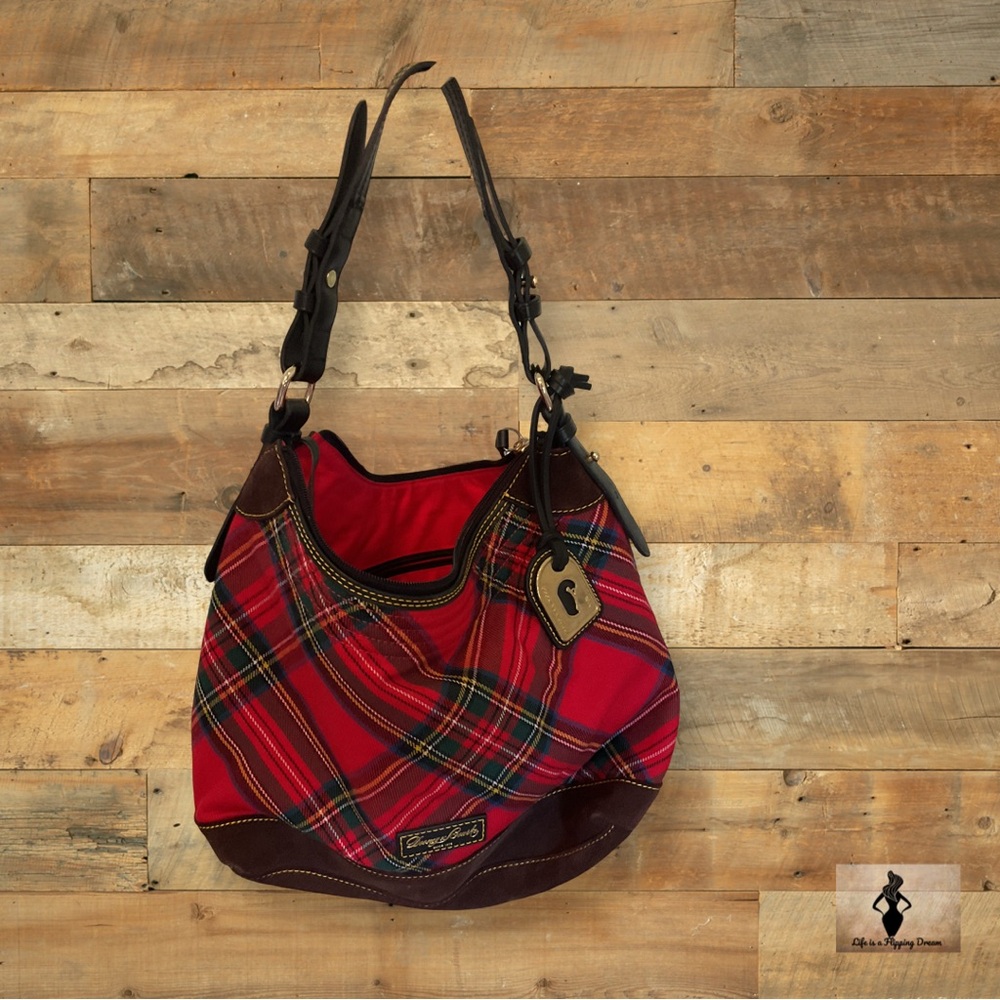 Dooney & Bourke Plaid Red and Brown Women's Hobo Bag #2063